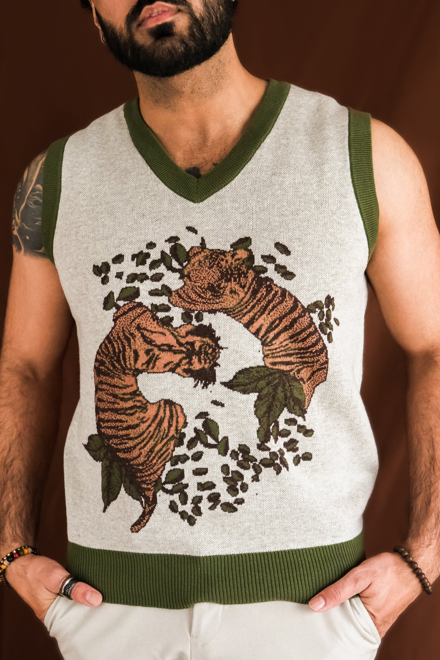 Twin Tigers Knitted Sweater Vest