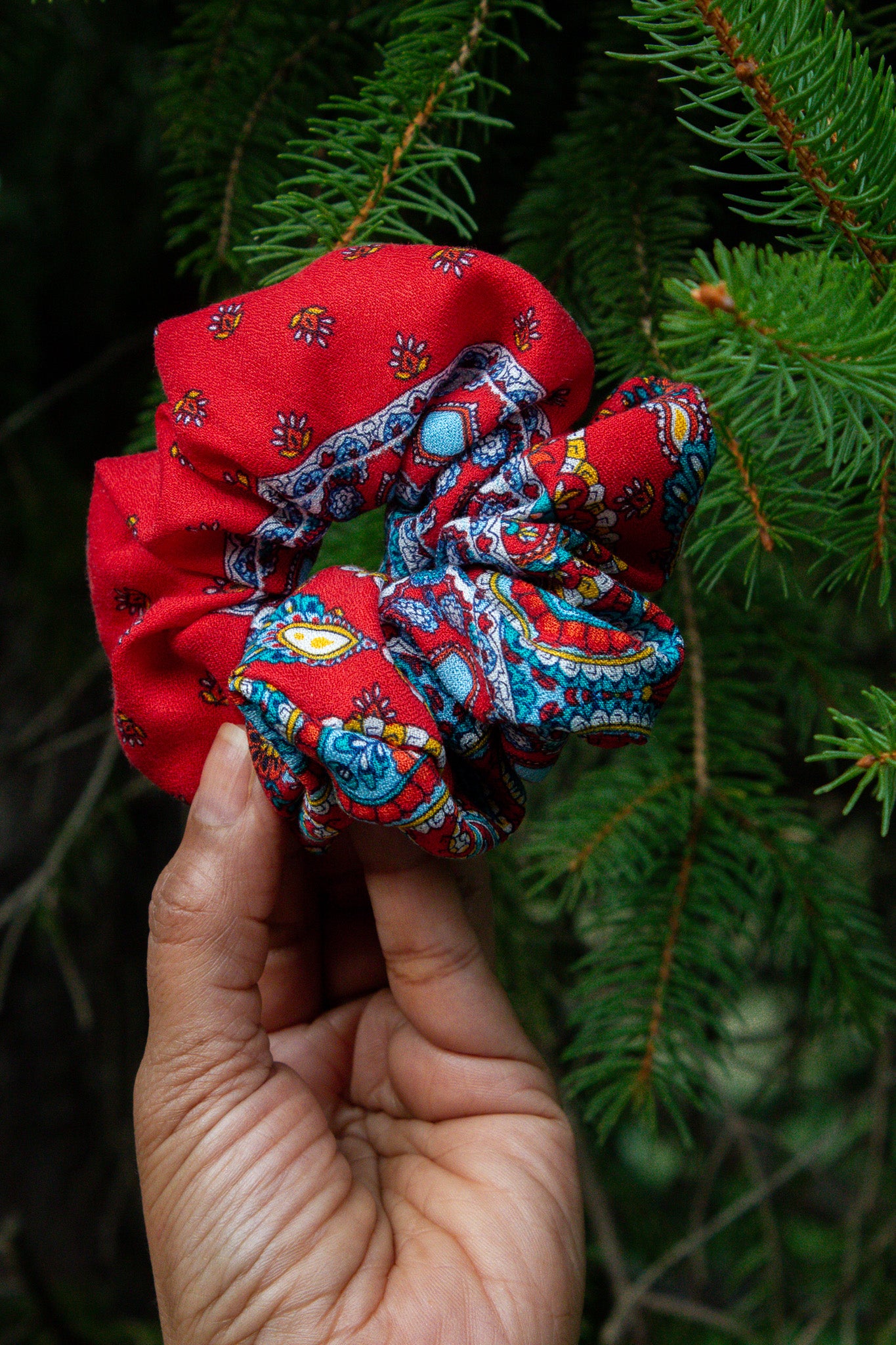 Red Teal Scrunchie