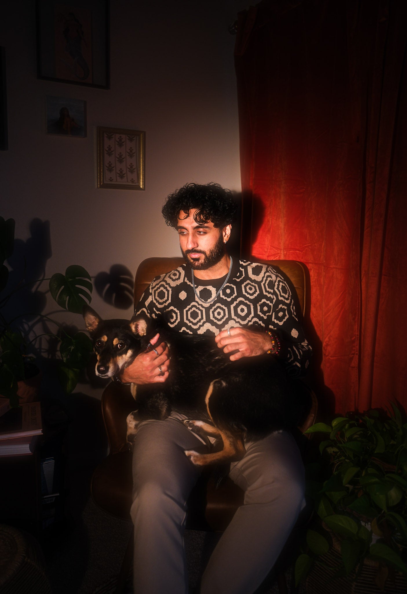 Black Mosiac Digitally Knitted Crewneck