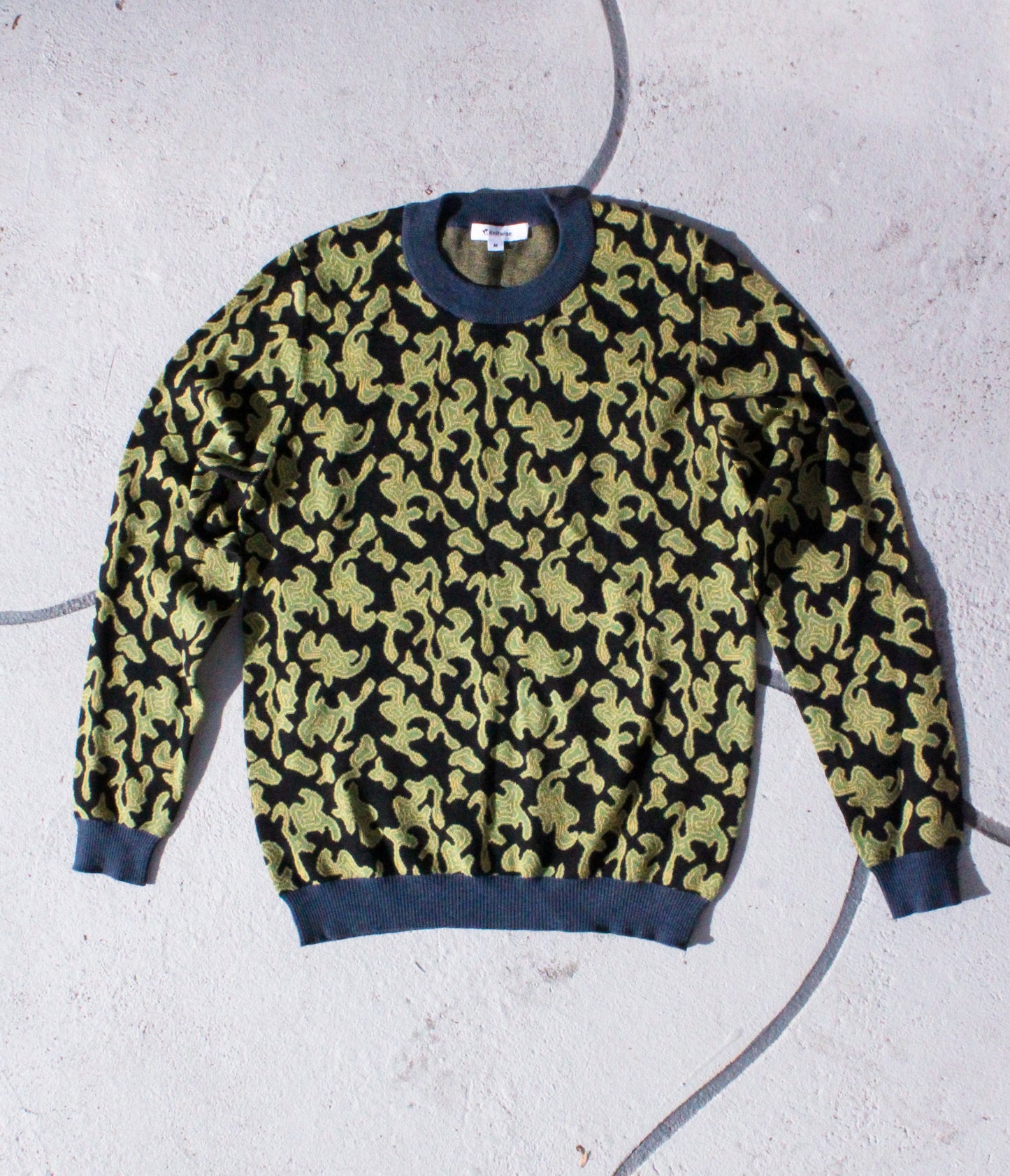 Green Splash Knitted Longsleeve Crewneck Sweater