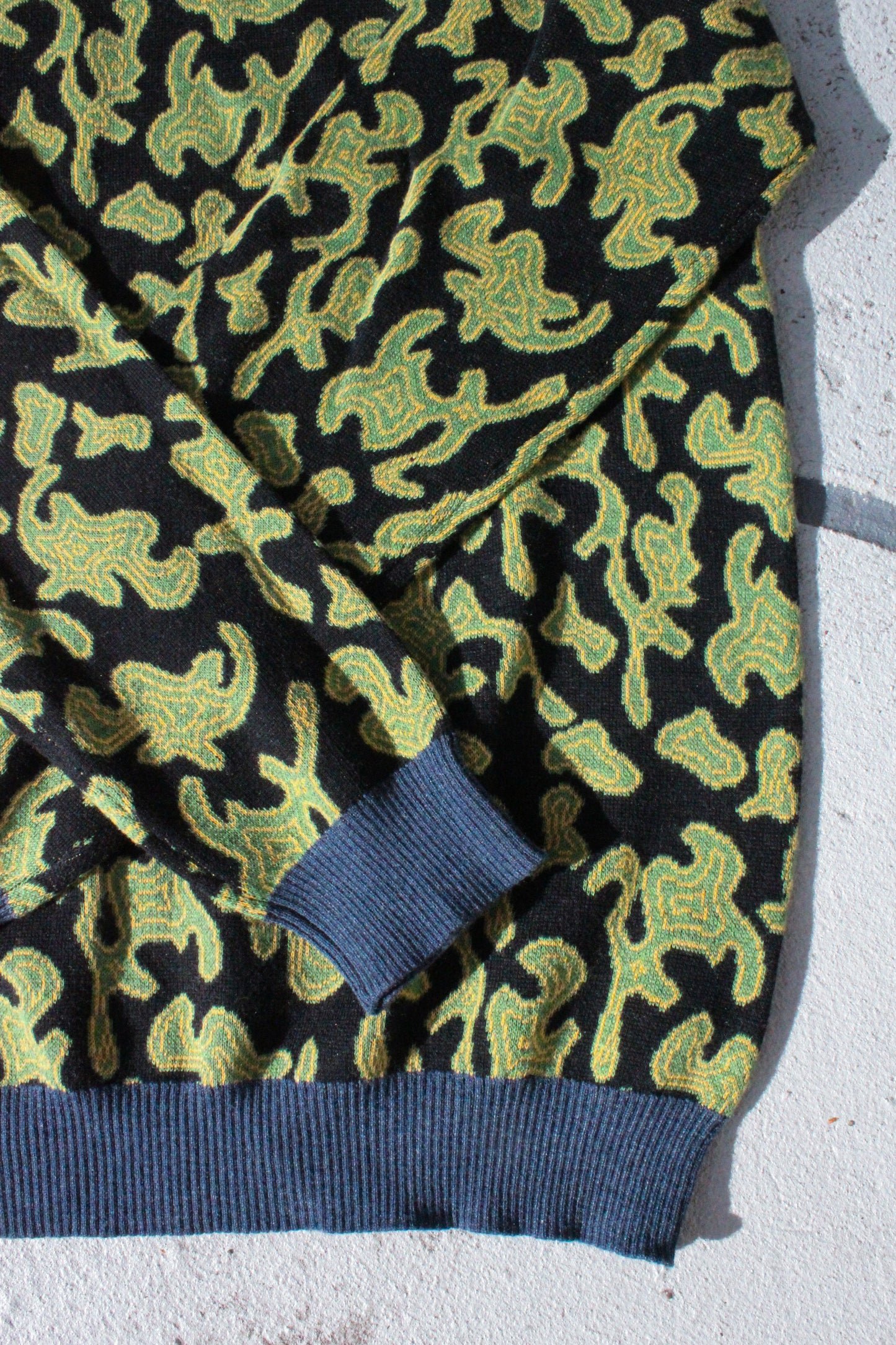 Green Splash Knitted Longsleeve Crewneck Sweater