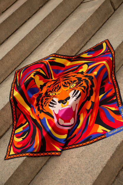 Orange Tiger Silk Scarf