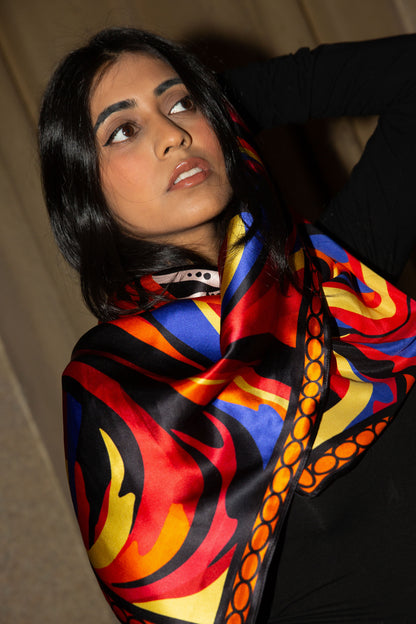 Orange Tiger Silk Scarf