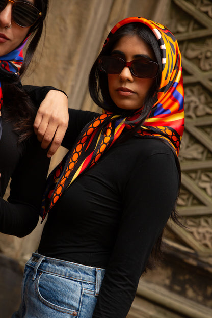 Orange Tiger Silk Scarf