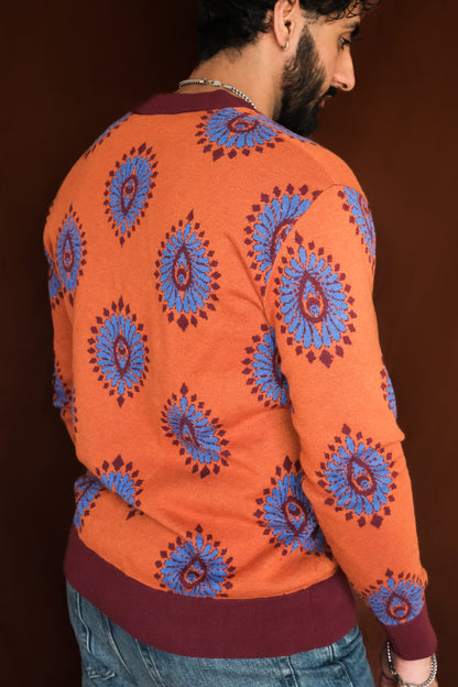 Rust Orange Cardigan- Navaratna Collection