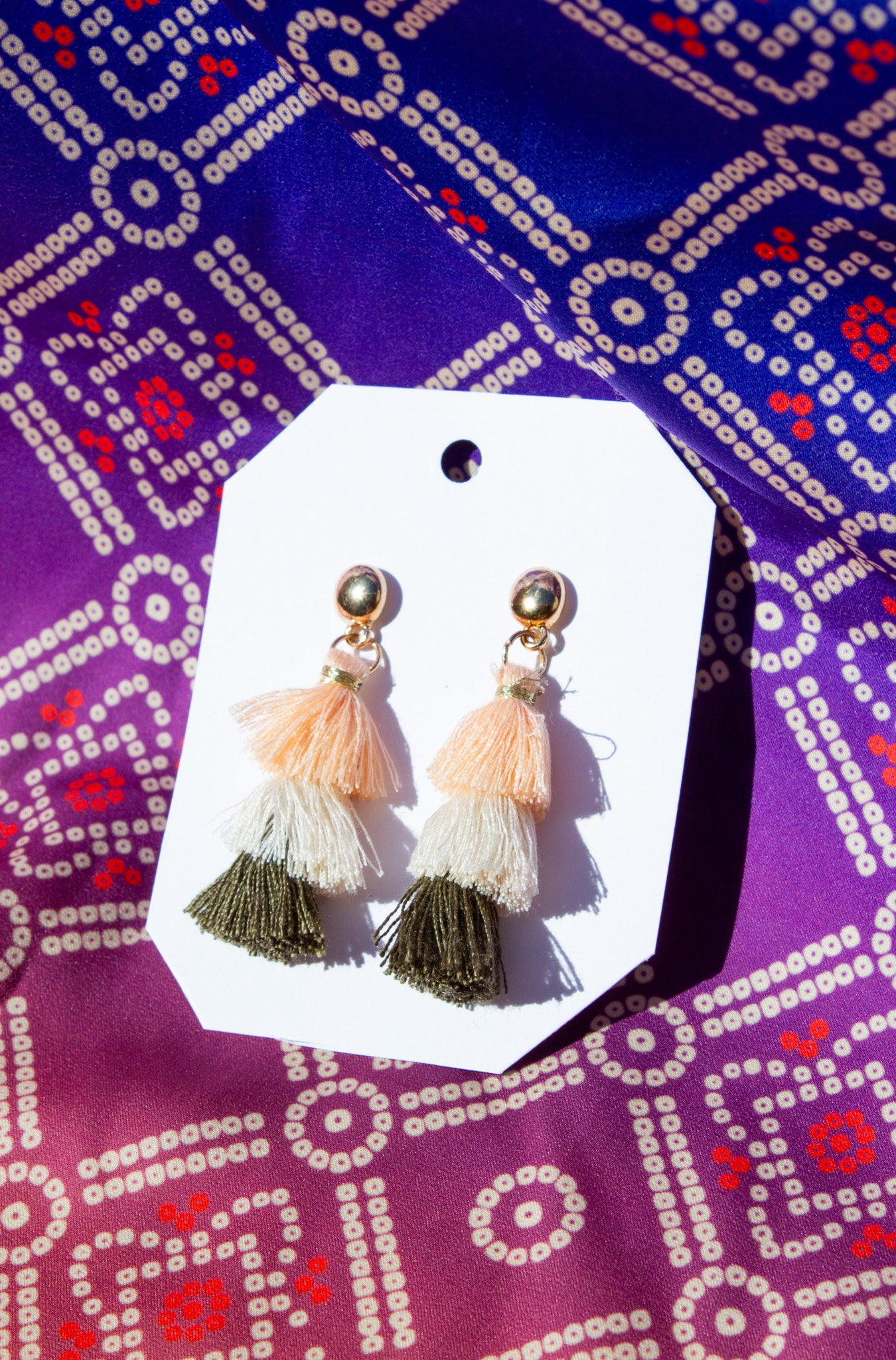 Peachy Green Tassle Earrings