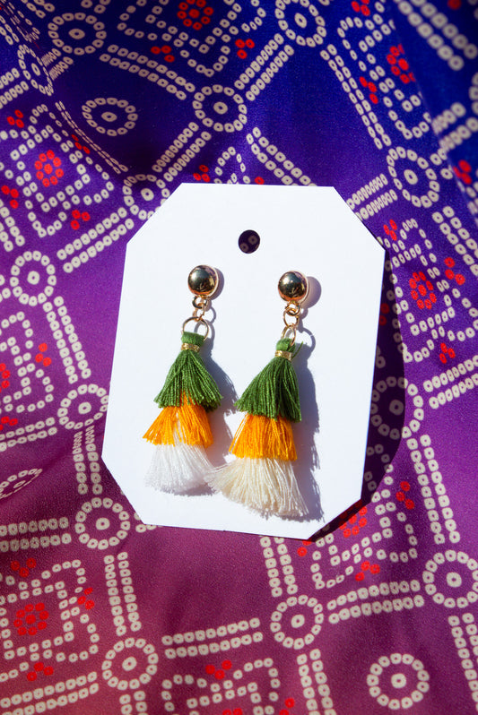 Green Yellow Tassle Earrings