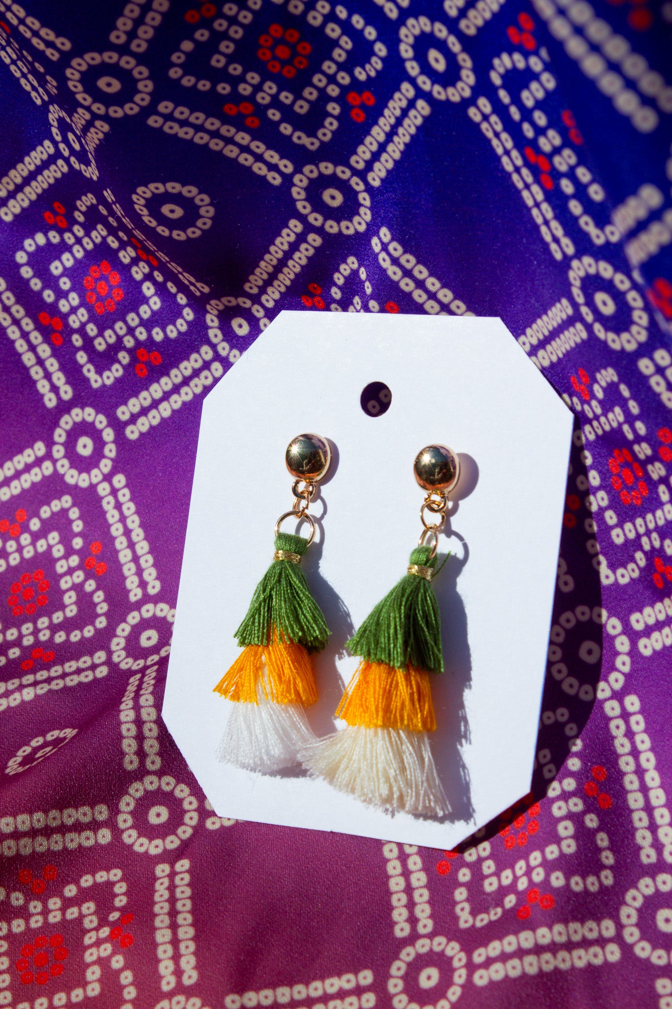 Green Yellow Tassle Earrings