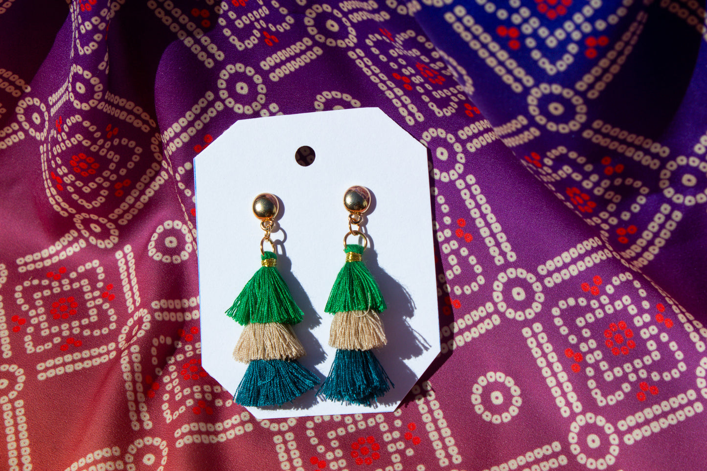 Hues of Green Tassle Earrings