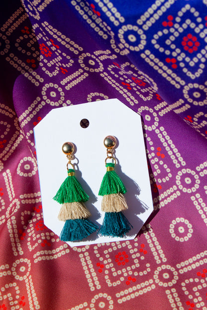 Hues of Green Tassle Earrings