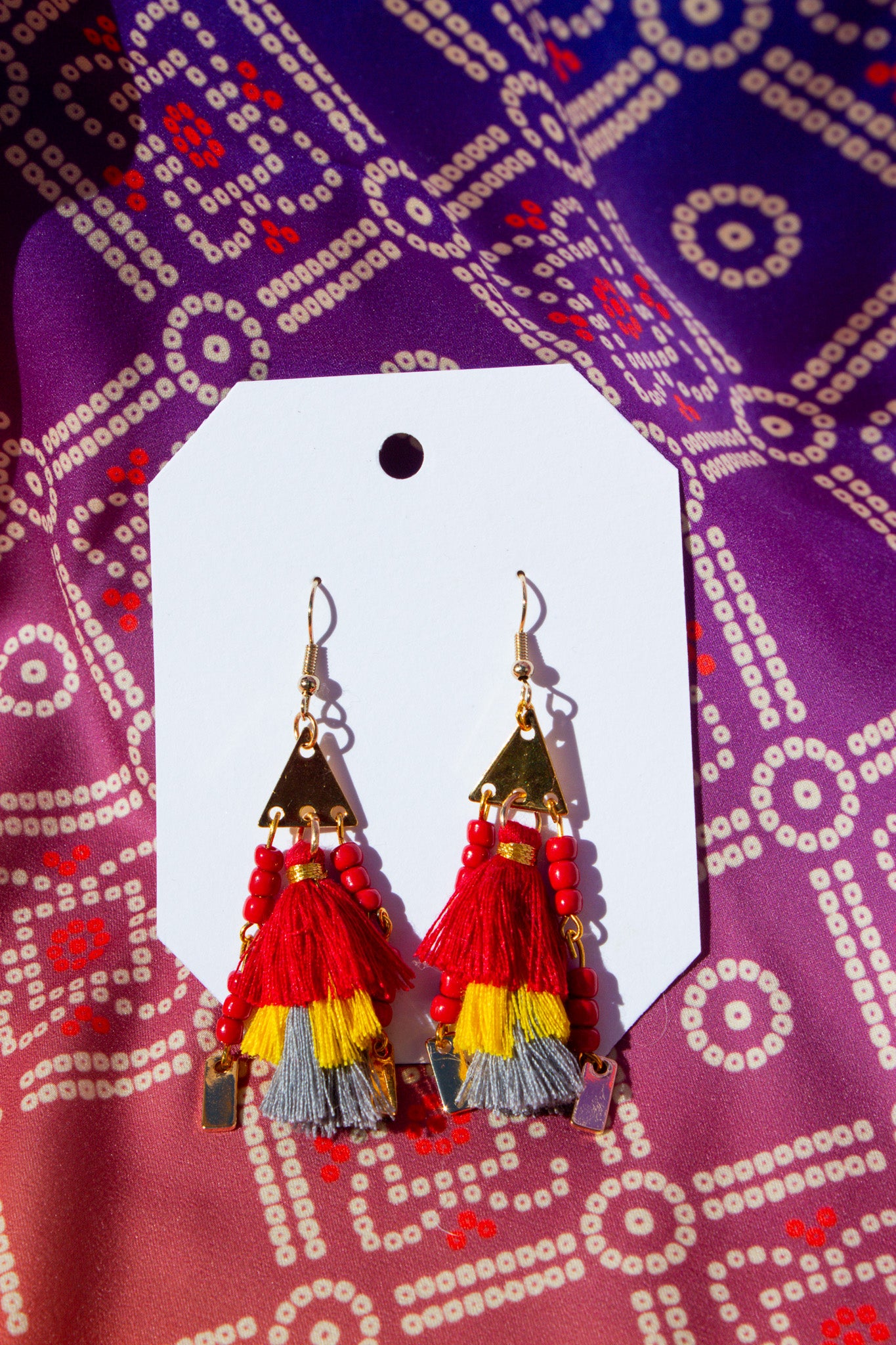 Fiery Red Tassle Latkan Earrings