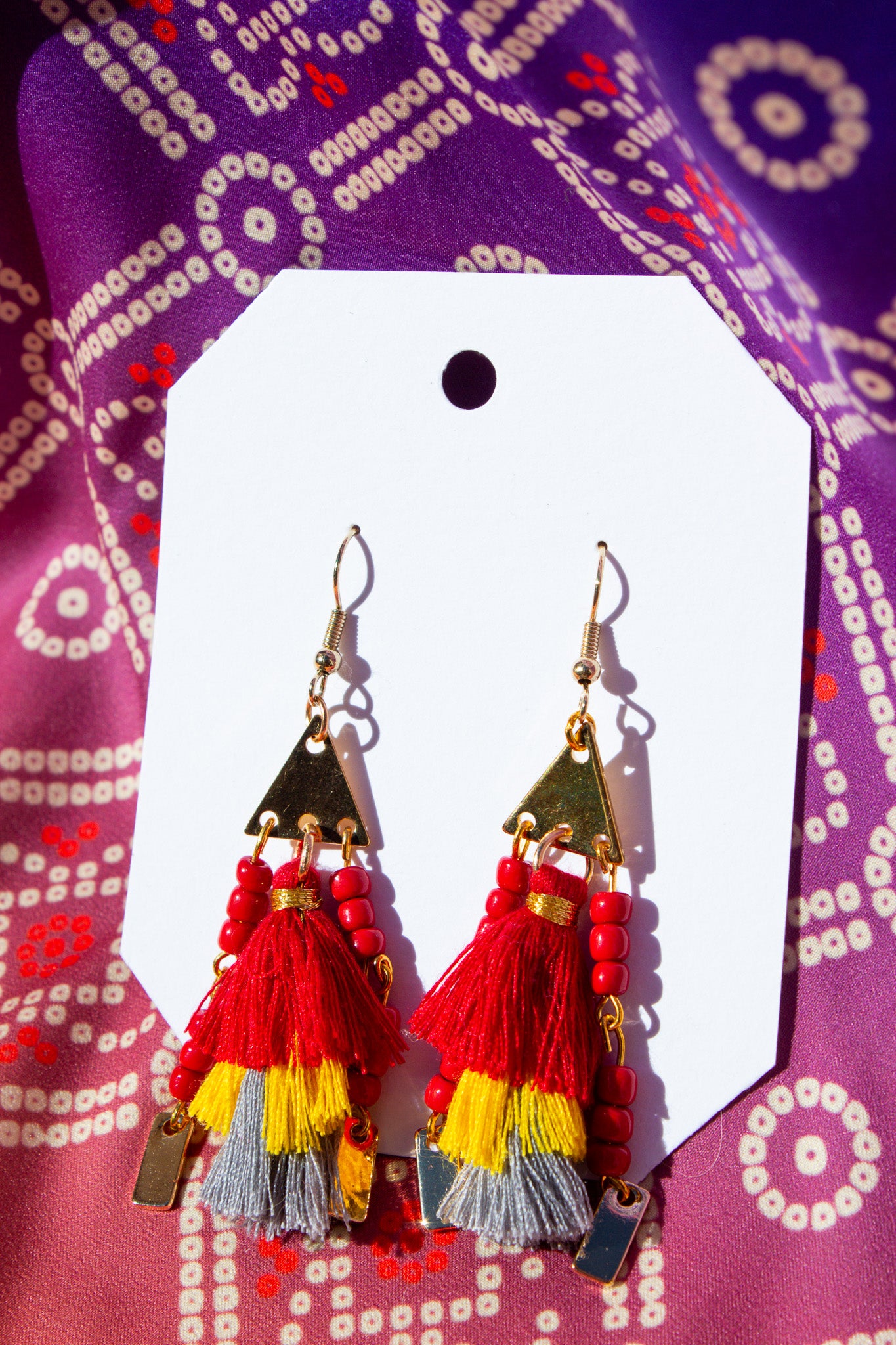 Fiery Red Tassle Latkan Earrings