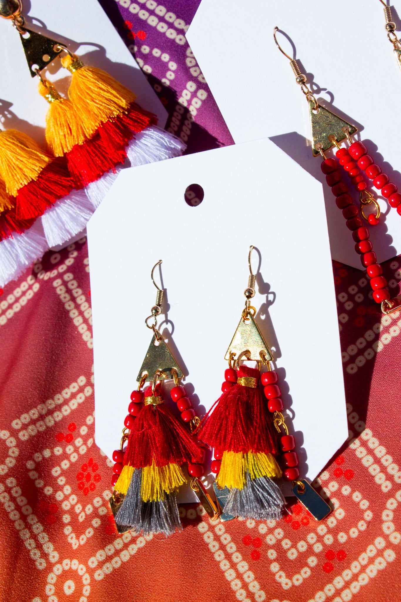 Fiery Red Tassle Latkan Earrings