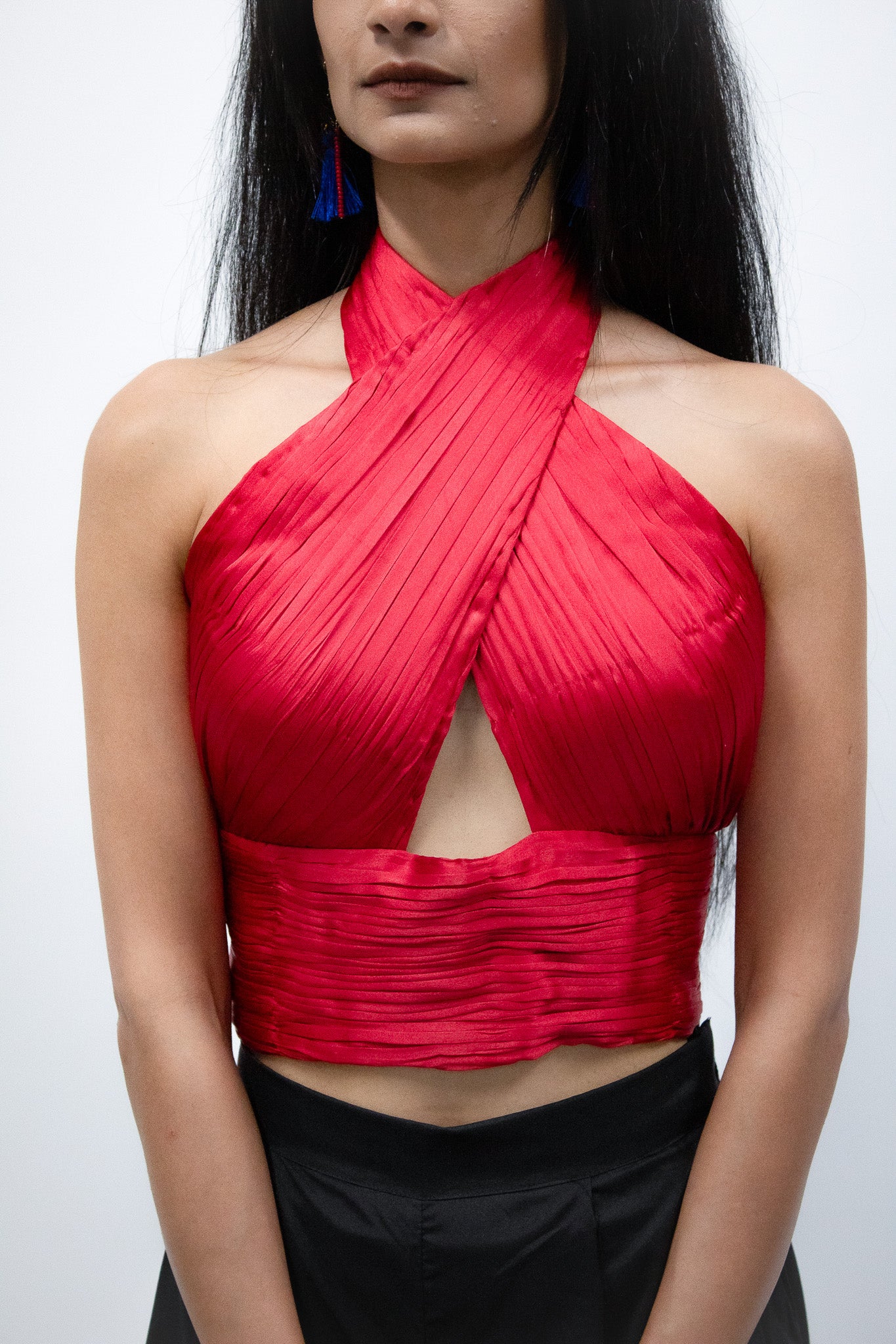 Red Silk Halter Top