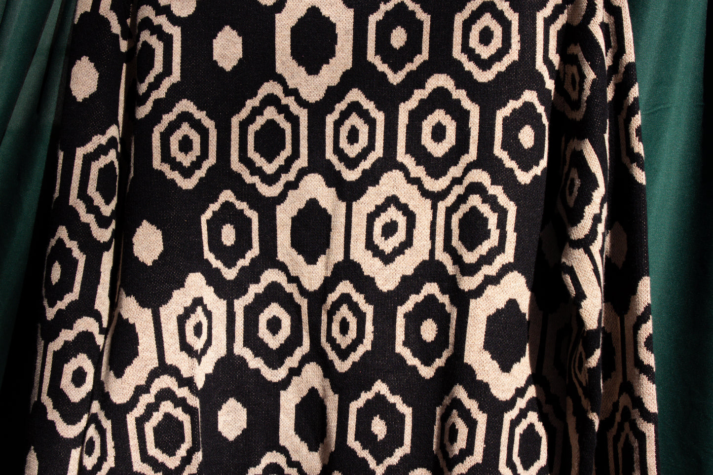 Black Mosiac Digitally Knitted Crewneck