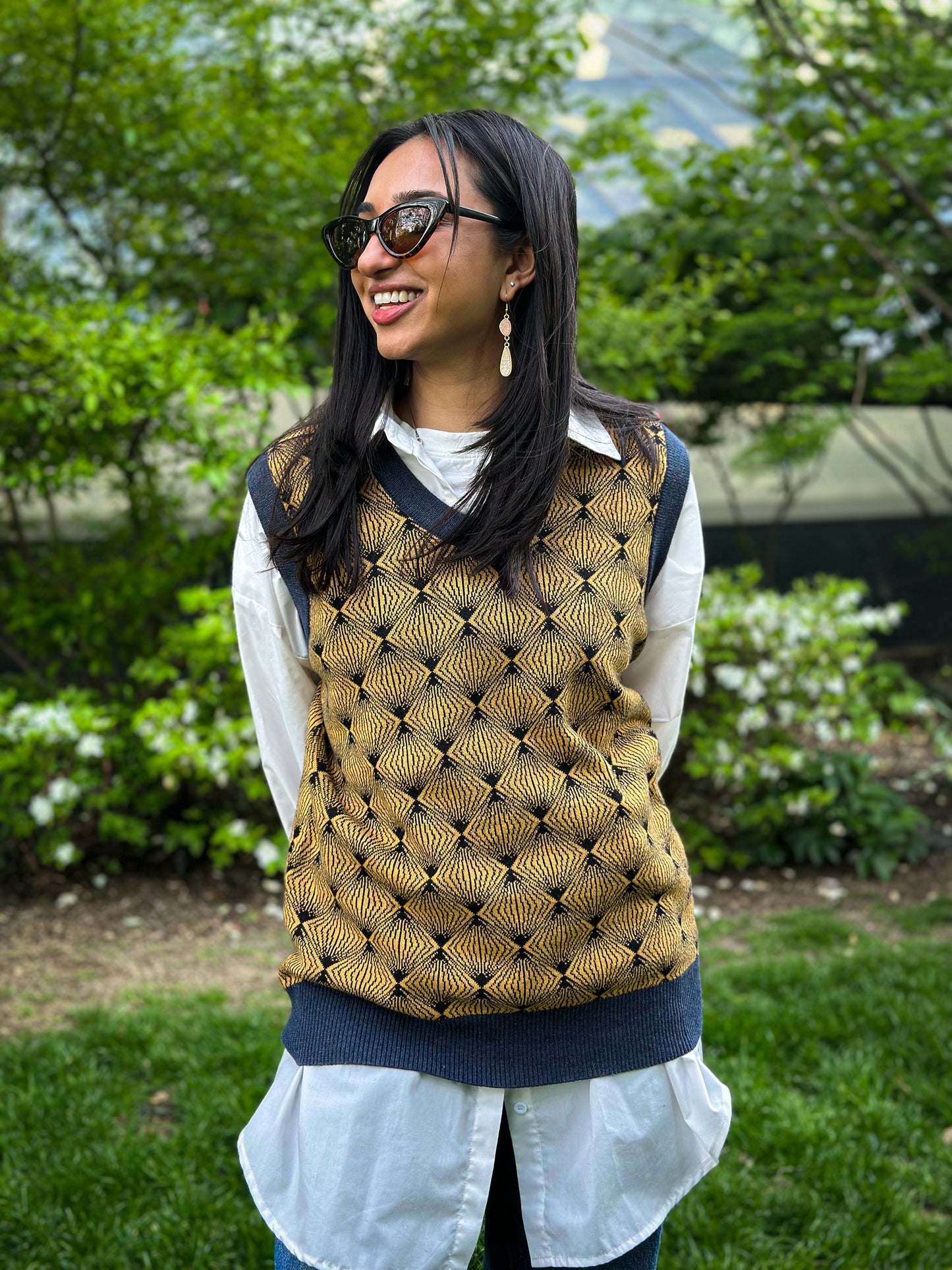 Yellow Diamond Knitted Sweater Vest