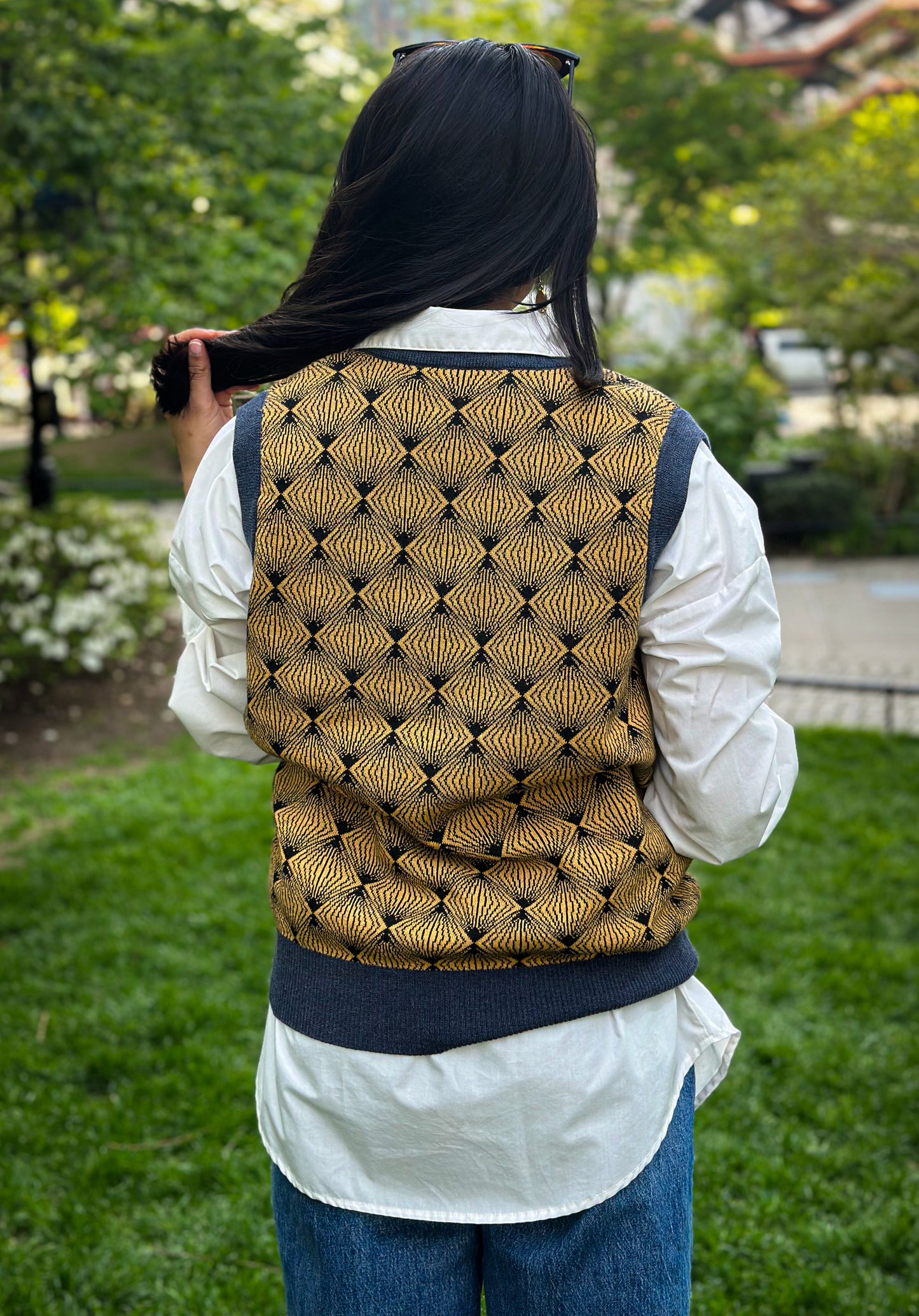 Yellow Diamond Knitted Sweater Vest