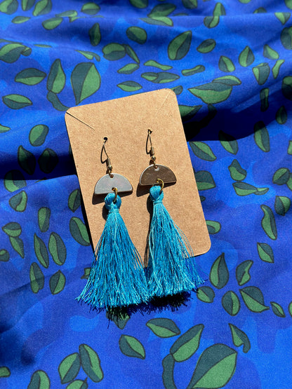 Light Blue Tassle Arch Earrings