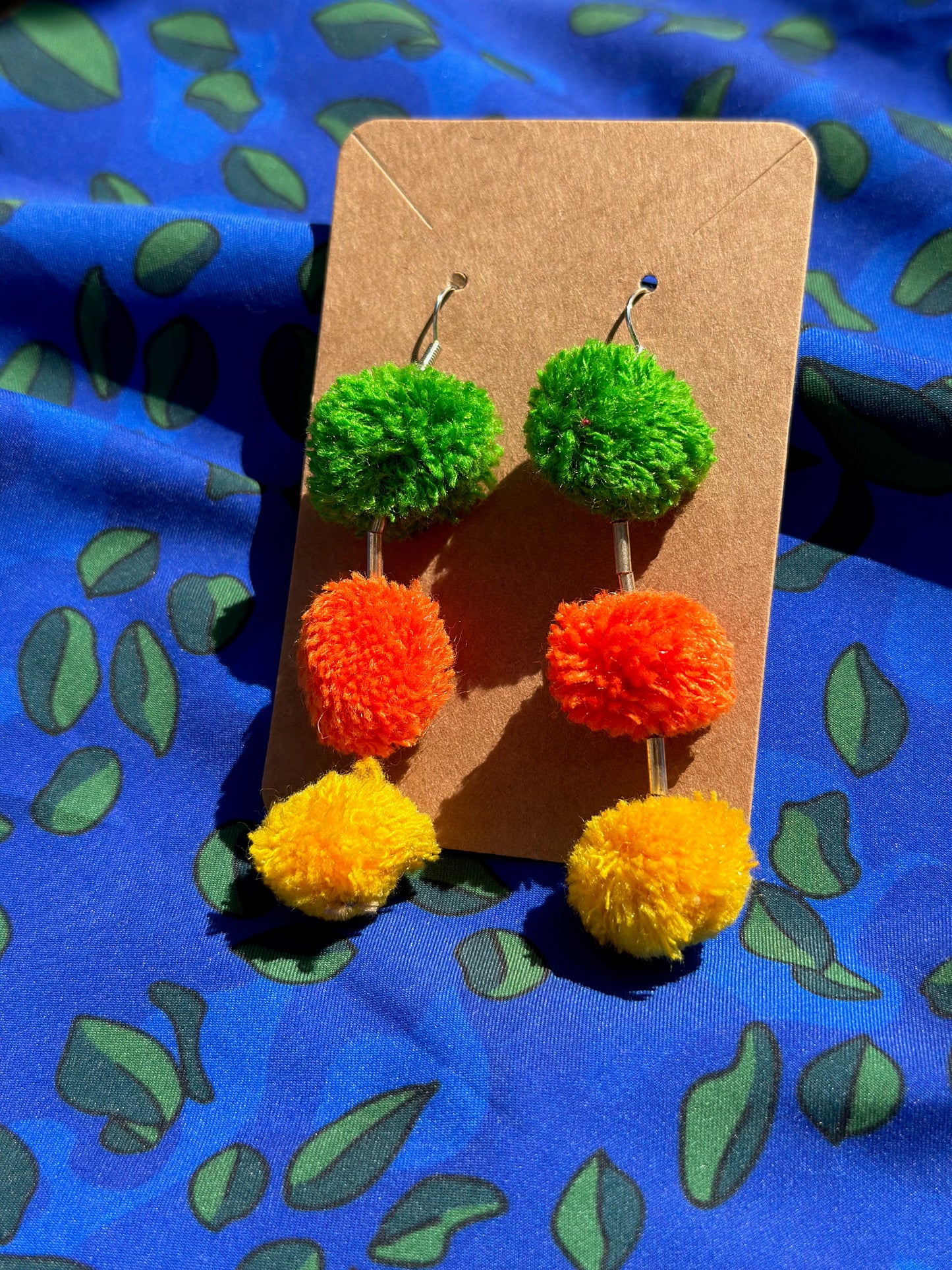 Multi Color PomPom Earrings