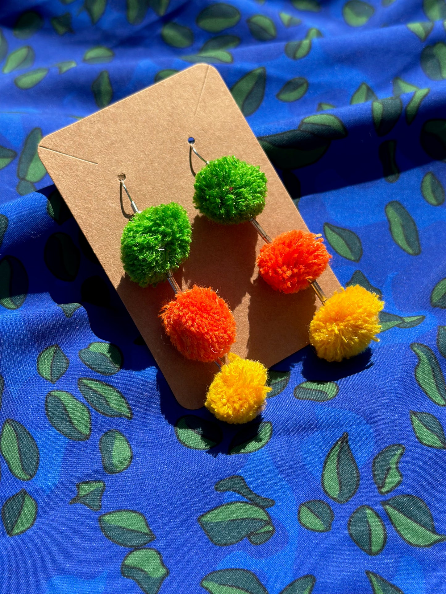 Multi Color PomPom Earrings