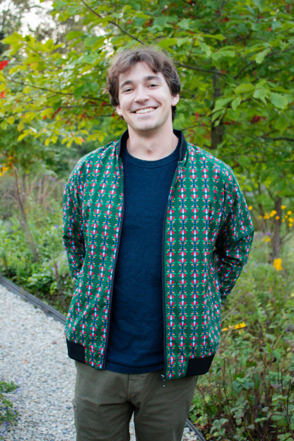 Green Leafy Bomber Jacket