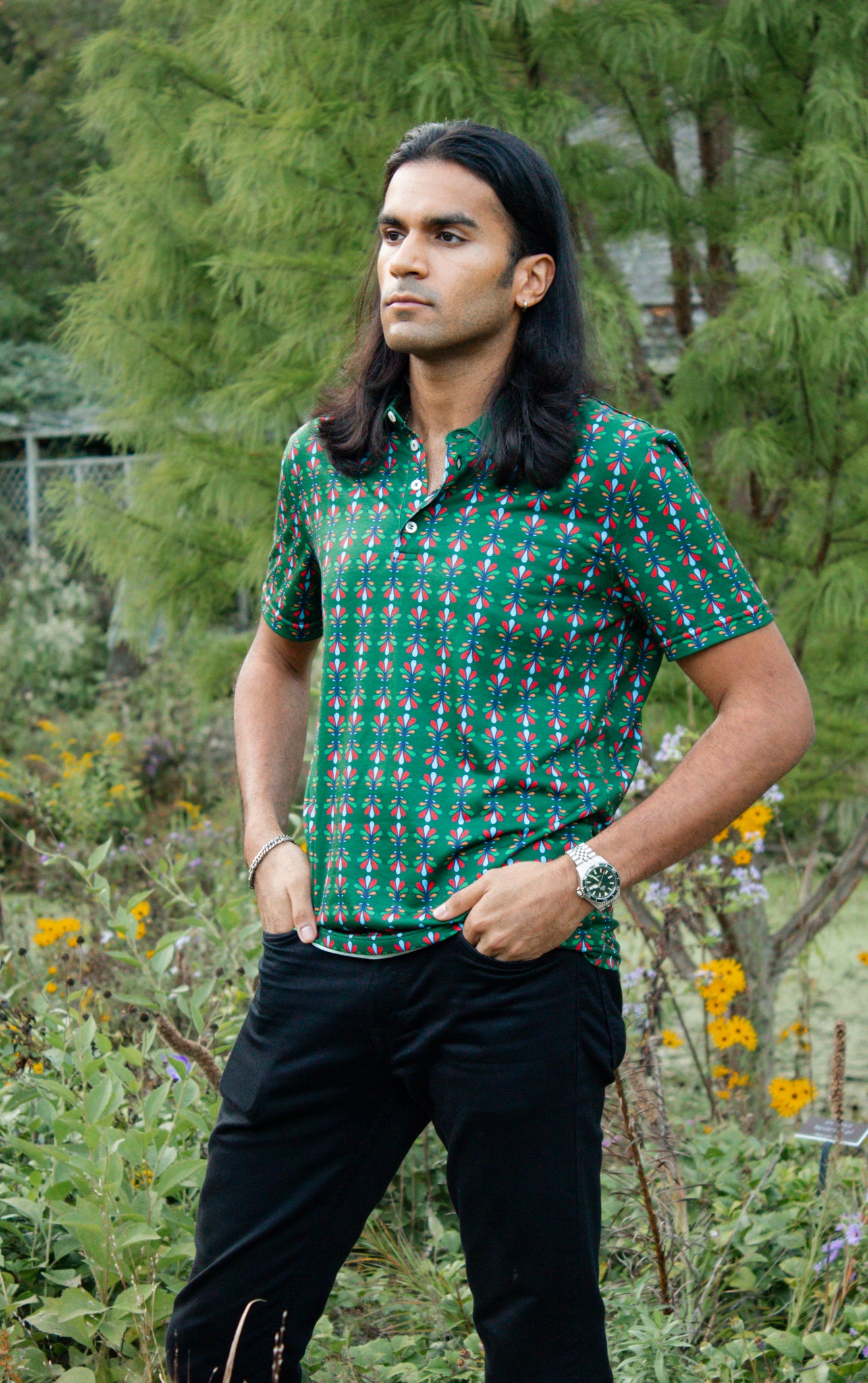 Green Collar Polo Shirt