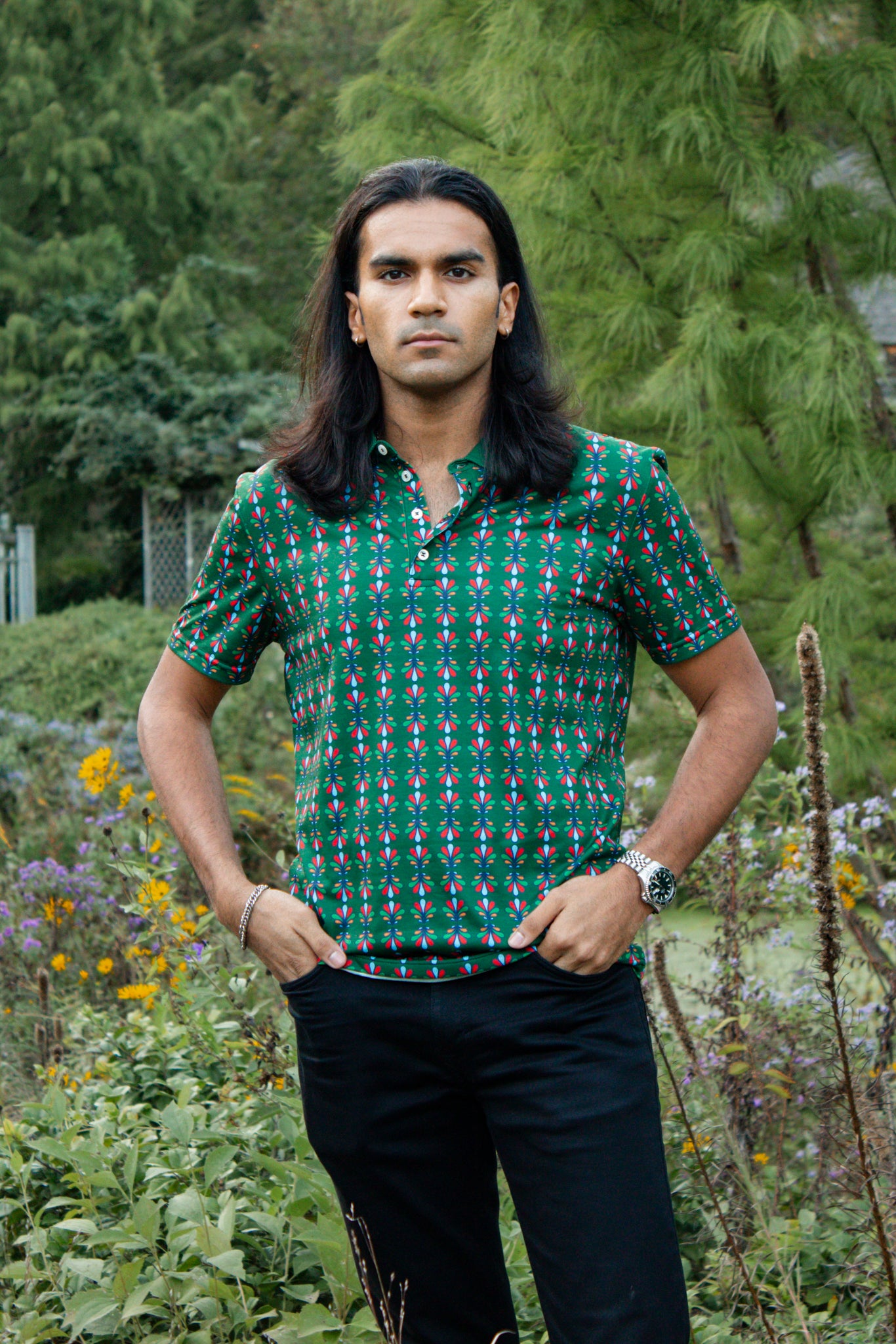 Green Collar Polo Shirt