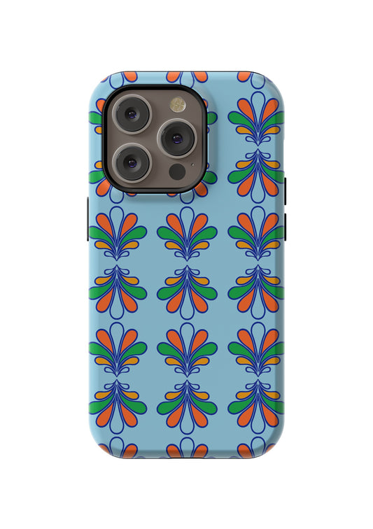 Light Blue Leafy Motif Phone Case