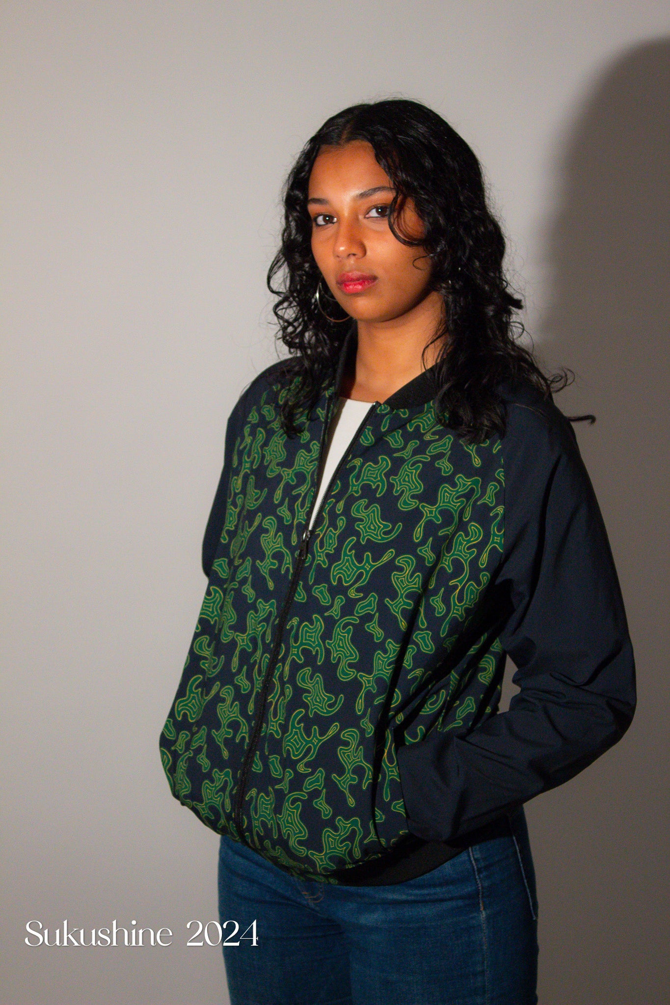 Green Splash Bomber Jacket