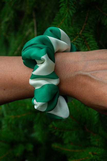 Green/Ivory Stripe Scrunchie