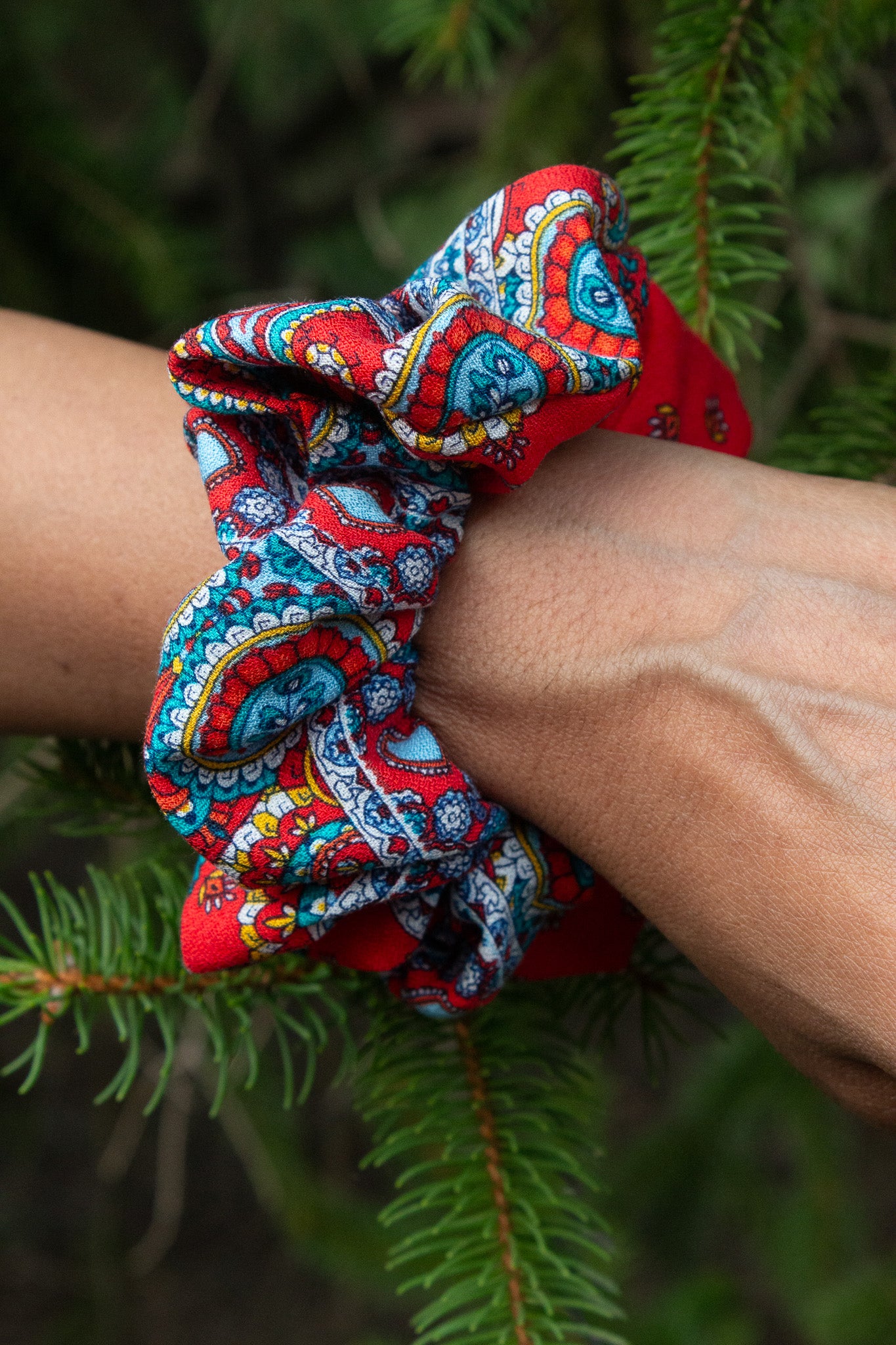 Red Teal Scrunchie