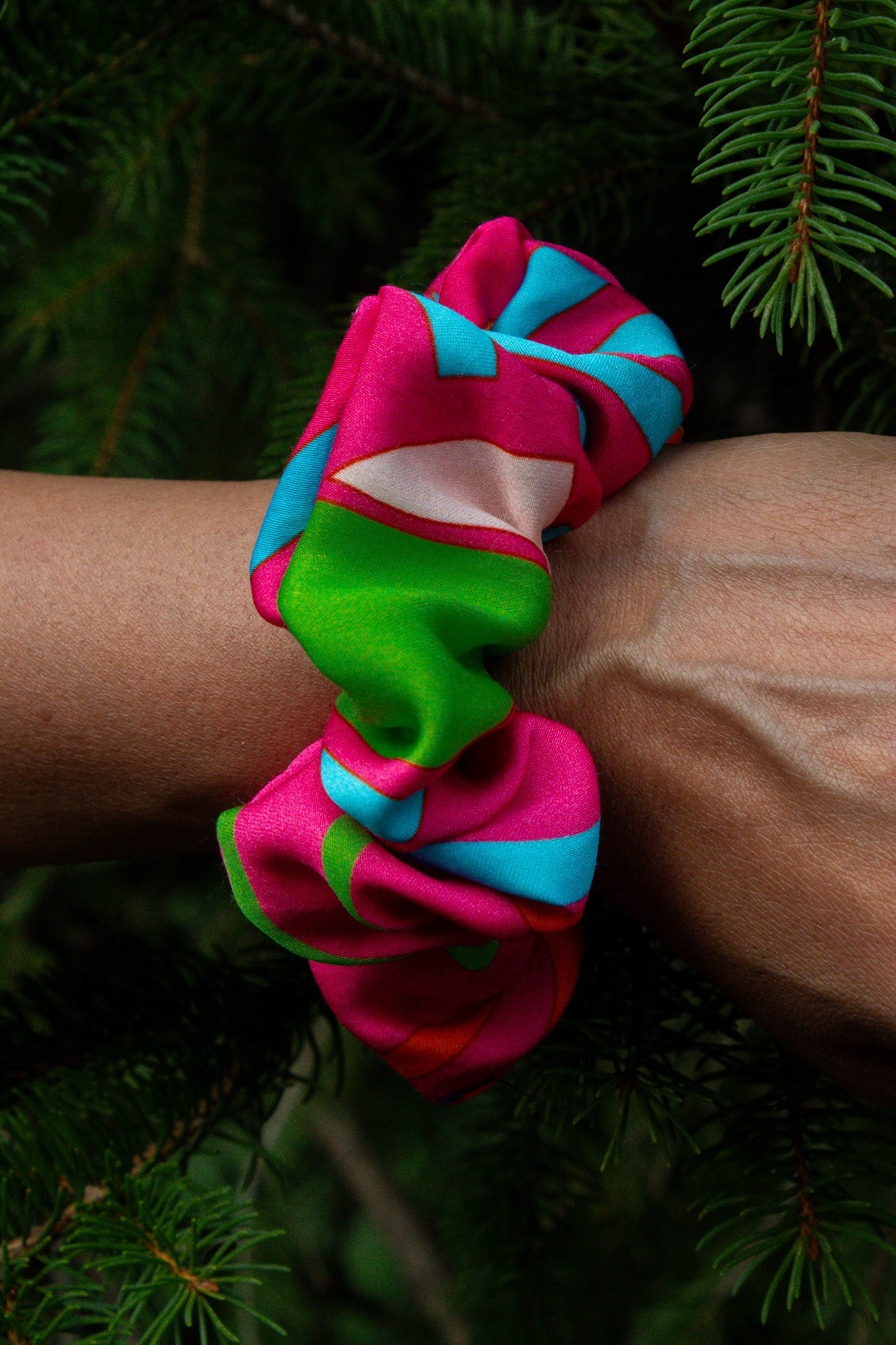 Pink Retro Print Scrunchie