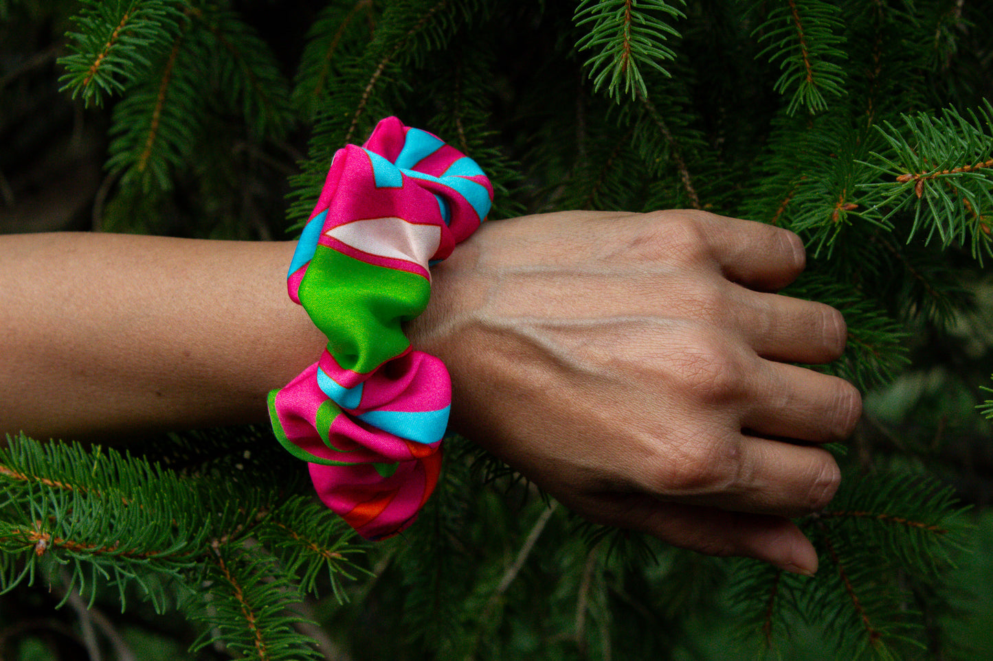 Pink Retro Print Scrunchie