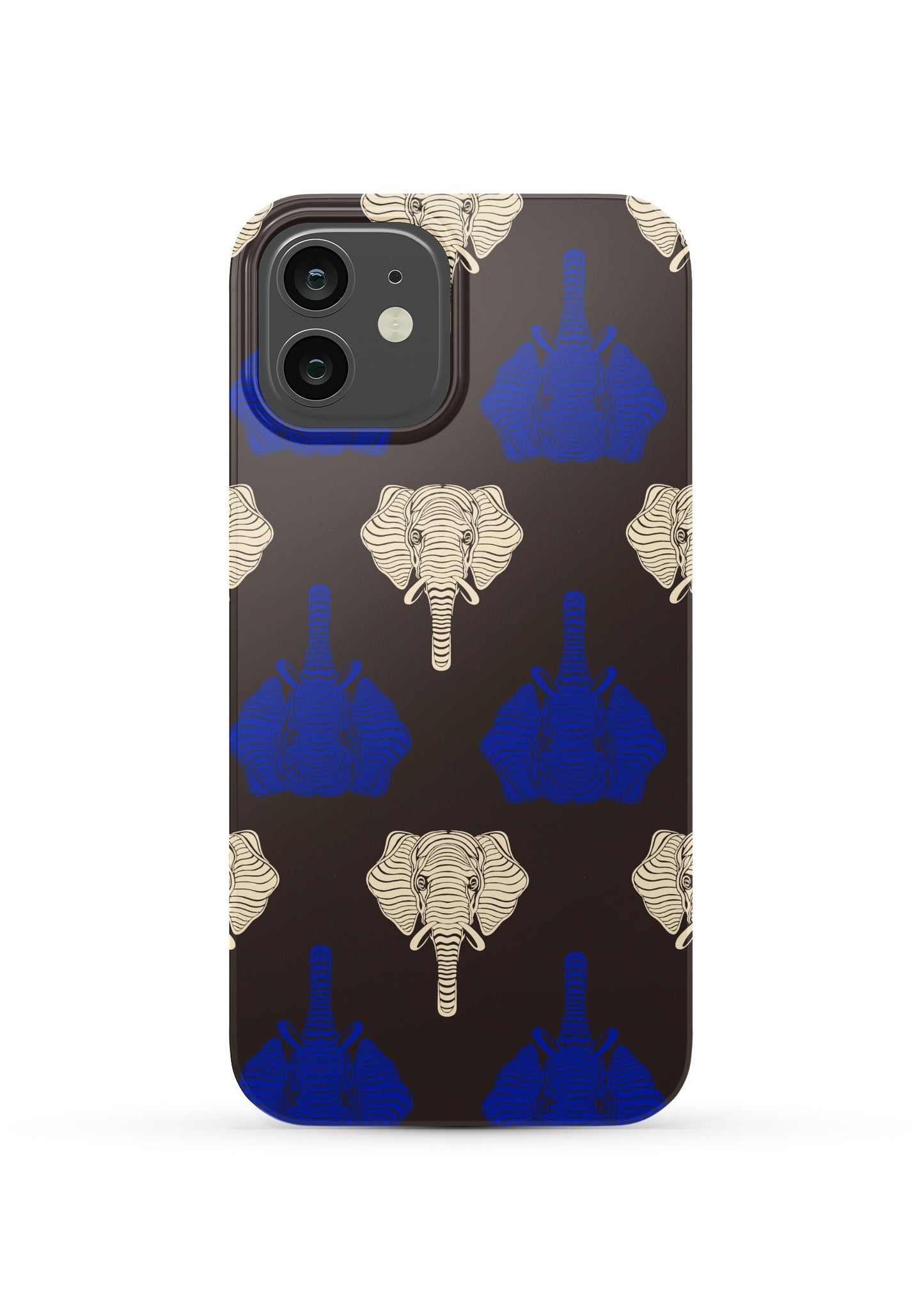 Black Elephant Print Phone Case