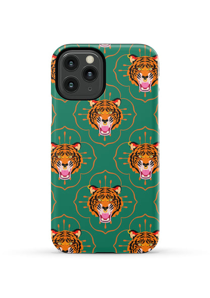 Green Tiger Print Phone Case