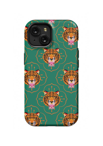 Green Tiger Print Phone Case
