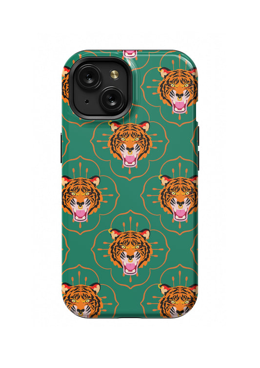 Green Tiger Print Phone Case