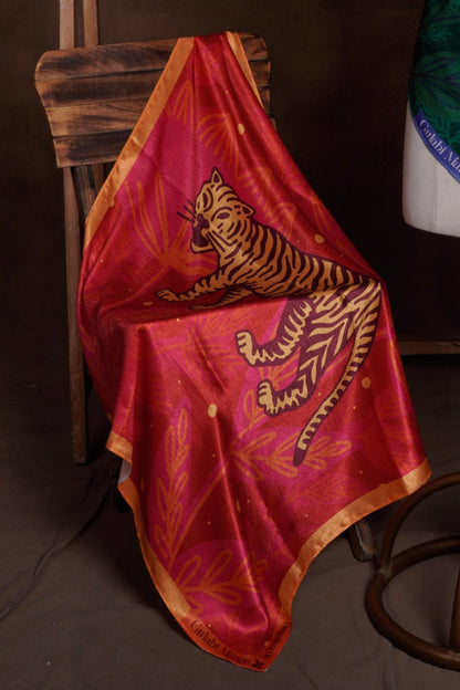 Pink Tiger Silk Scarf