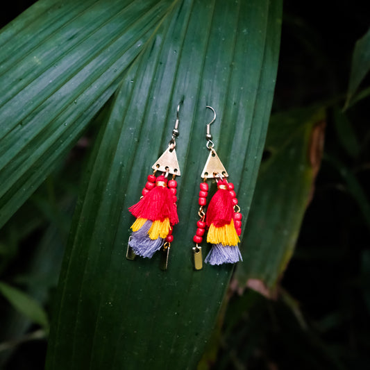 Fiery Red Tassle Latkan Earrings