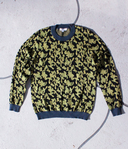 Green Splash Knitted Longsleeve Crewneck Sweater