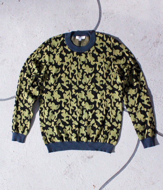 Green Splash Printed Longsleeve Crewneck Sweater