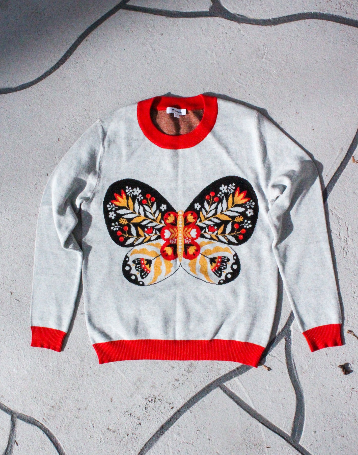 Butterfly Printed Longsleeve Crewneck Sweater