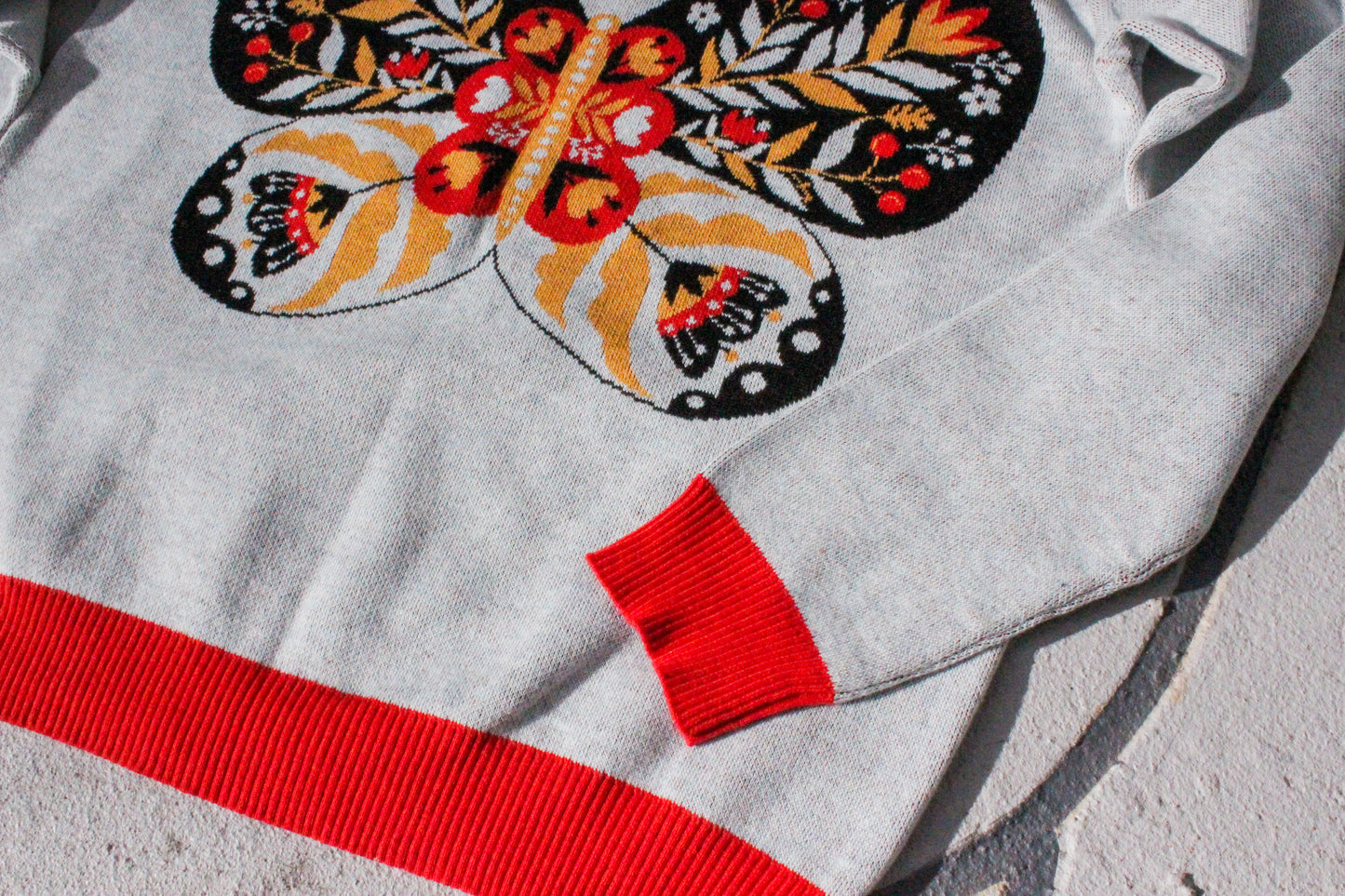 Butterfly Printed Longsleeve Crewneck Sweater